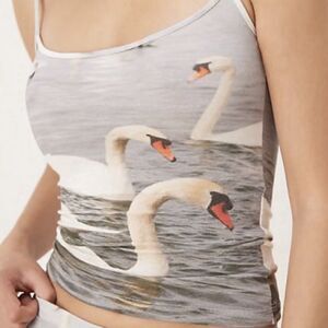 NWT Free People Tyler McGillivary Adjustable Straps Swans Tank Only Size M